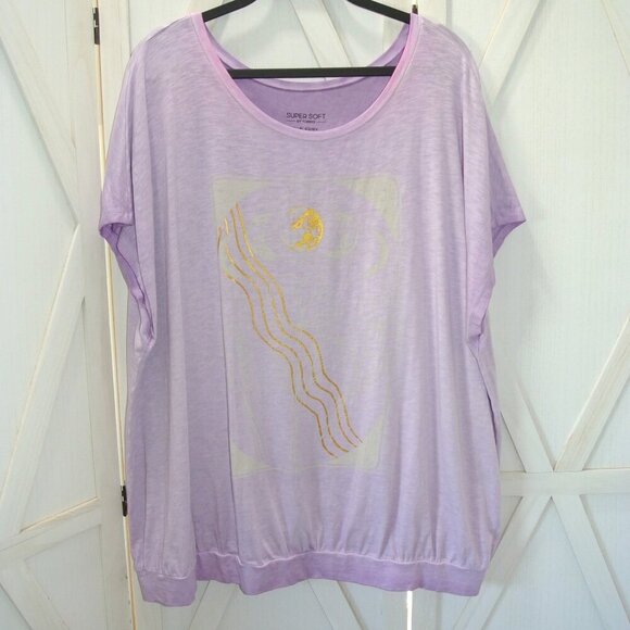 Torrid Moon Phase Relaxed Fit Super Soft Slub Crew Neck Dolman Banded Foil Tee - Picture 5 of 8